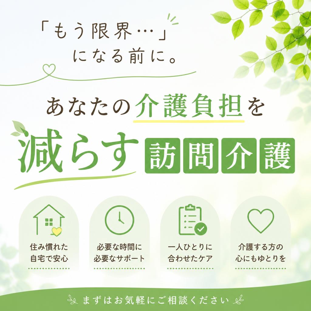 「もう限界…」になる前に。あなたの介護負担を減らす訪問介護