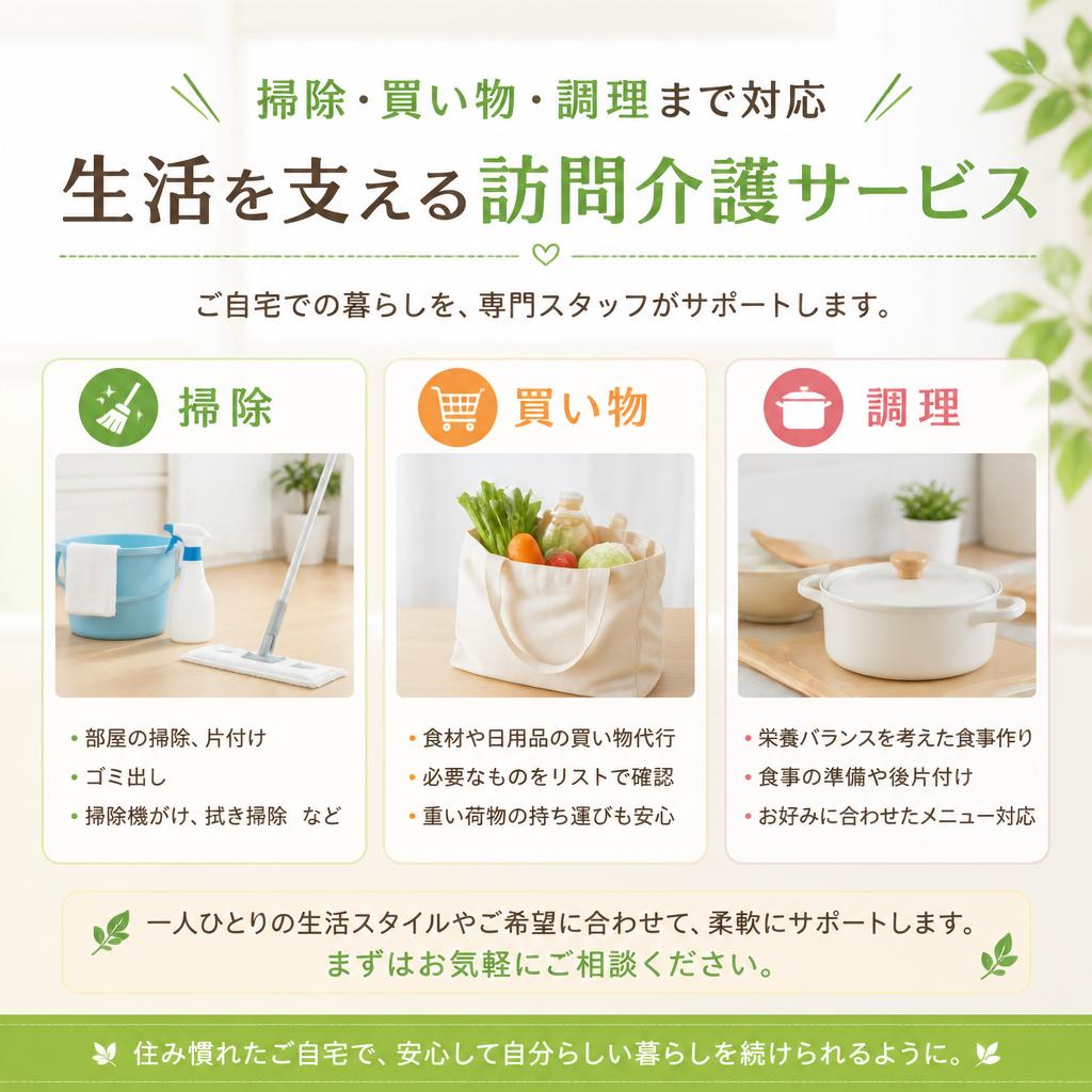 掃除・買い物・調理まで対応｜生活を支える訪問介護サービス