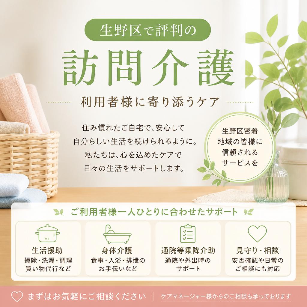 生野区で評判の訪問介護｜利用者様に寄り添うケア