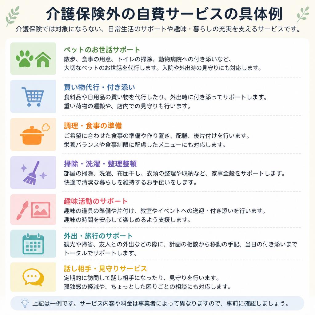 具体的な自費サービスの例