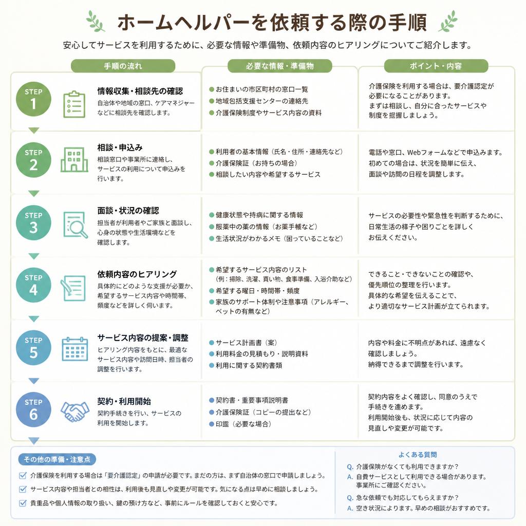 依頼の流れと必要な情報