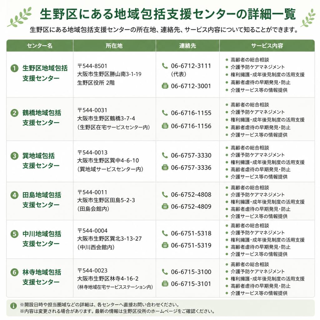 生野区の介護相談窓口一覧