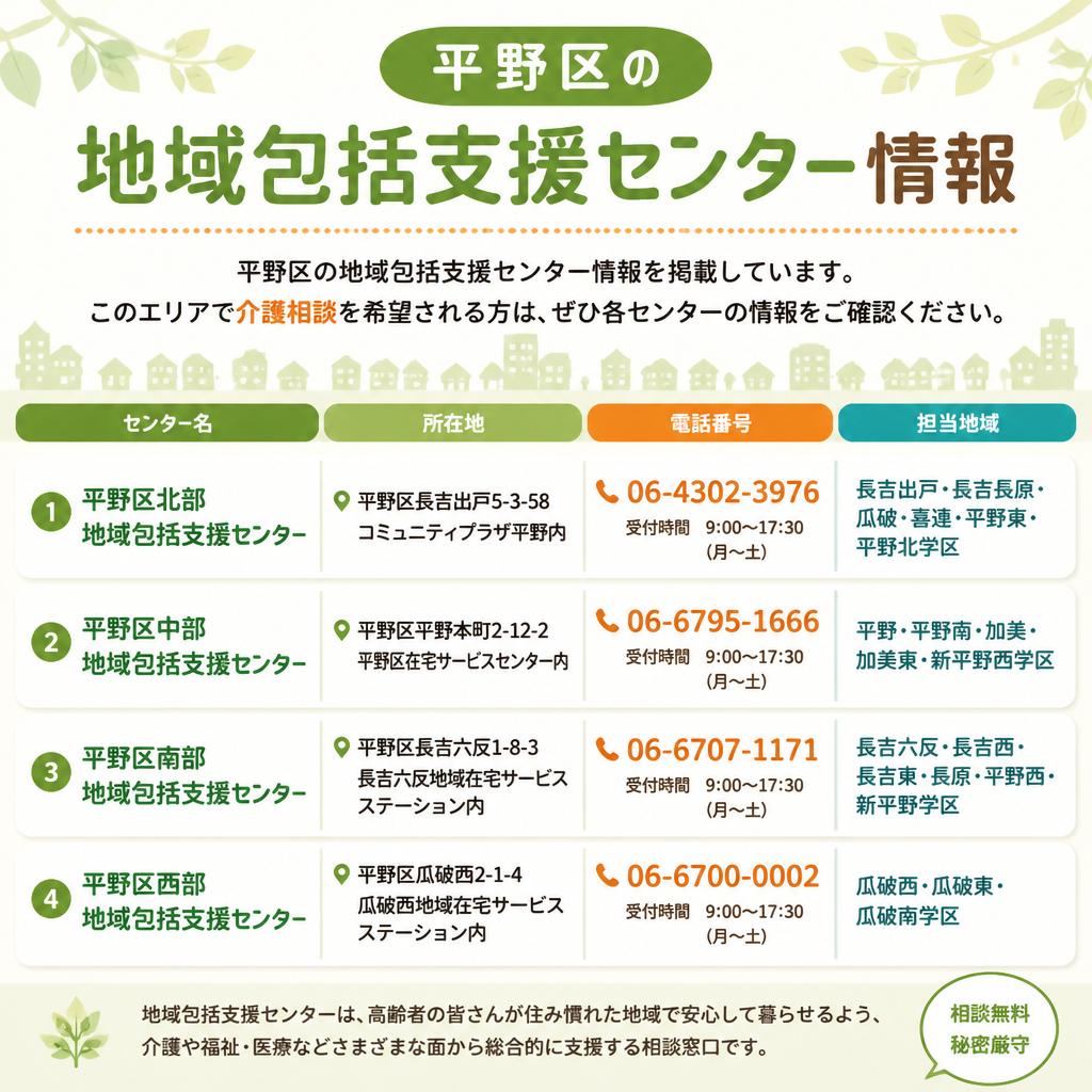 平野区の介護相談窓口一覧