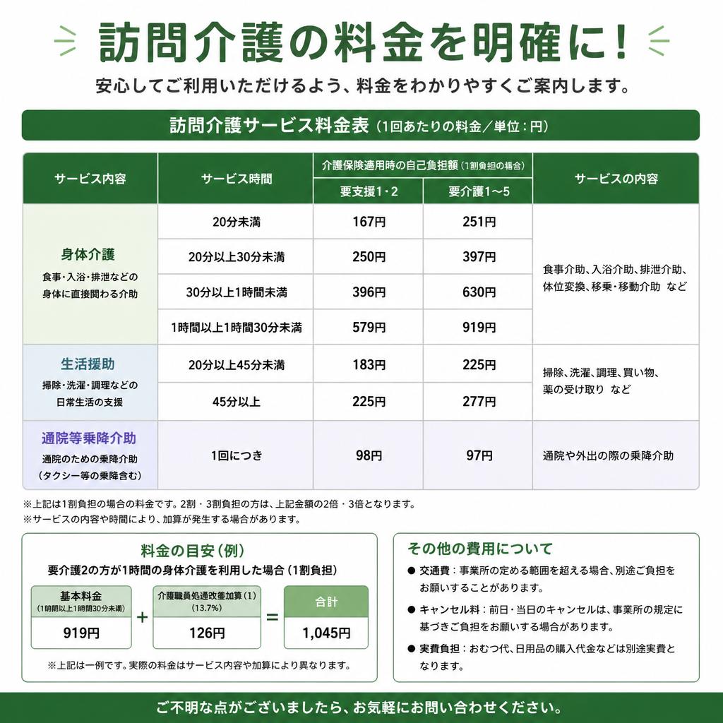 【訪問介護の料金】いくらかかる？利用料金の目安と仕組みを徹底解説