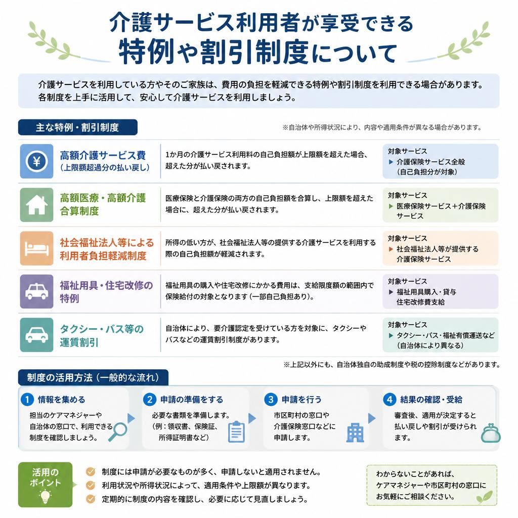 3. 利用者が知っておくべき特例や割引制度