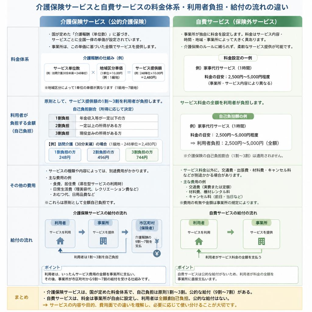 料金と支給の仕組みの違い