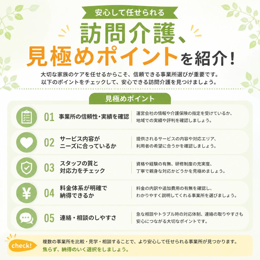 安心して任せられる訪問介護、見極めポイントを紹介！