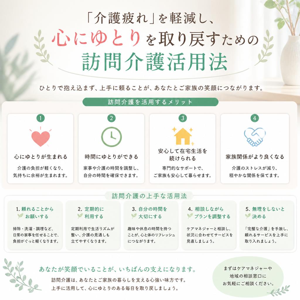 「介護疲れ」を軽減し、心にゆとりを取り戻すための訪問介護活用法