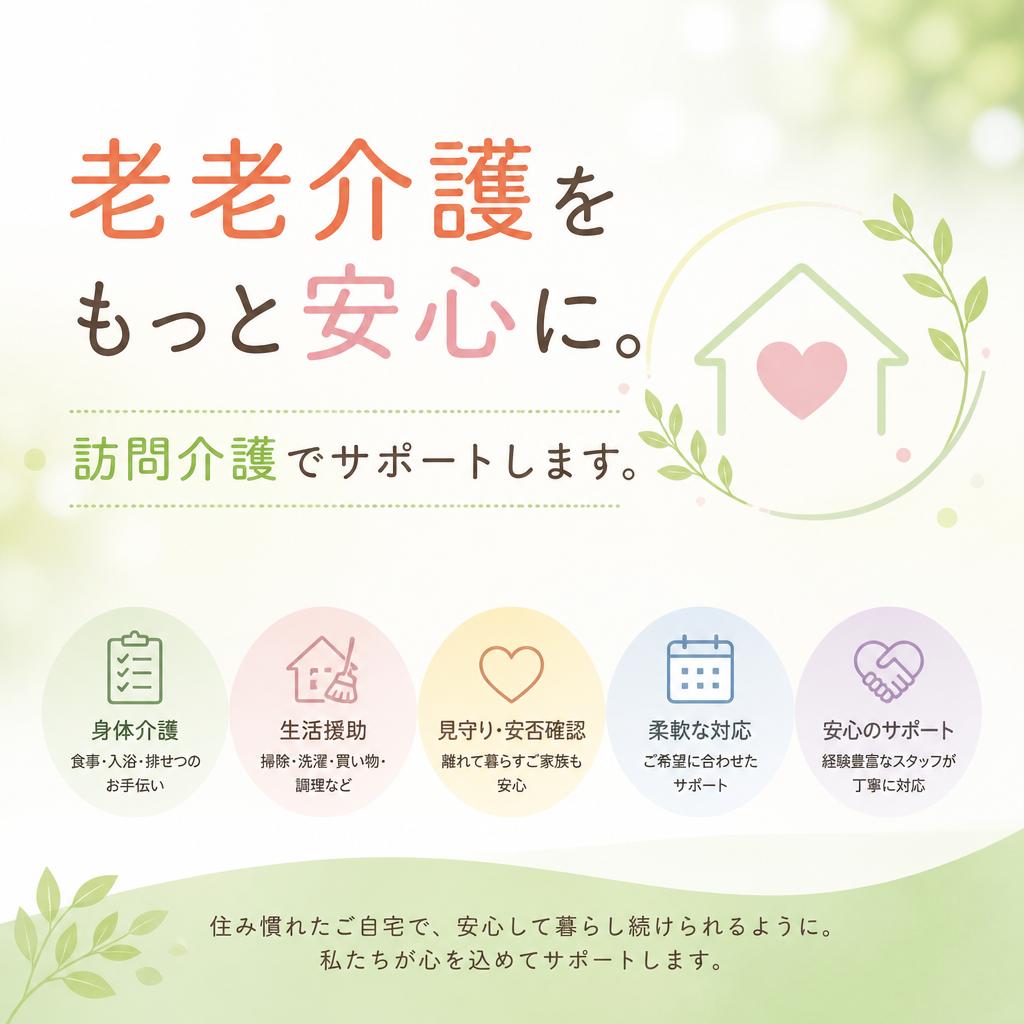 老老介護をもっと安心に。訪問介護でサポートします。